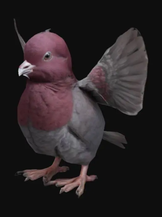 3D model for A baby marroon pigeon, short height, Highly Detailed, Ultra Realistic, Full Body, T-pose