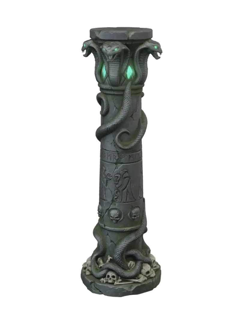Ancient evil Naga temple stone column, dark fantasy, game-ready 3D asset. Tall… - Basalt 3D model, vytvořený pomocí AI