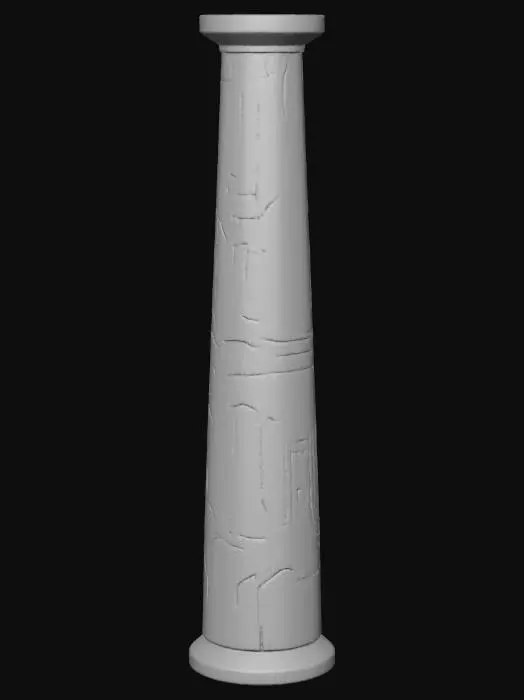 3D model for ancient mysterious simple pillar column, like ancient Greek, but this is from a future civilization taken over by Artificial Intelligence, do not write symbols, post-apocalyptic