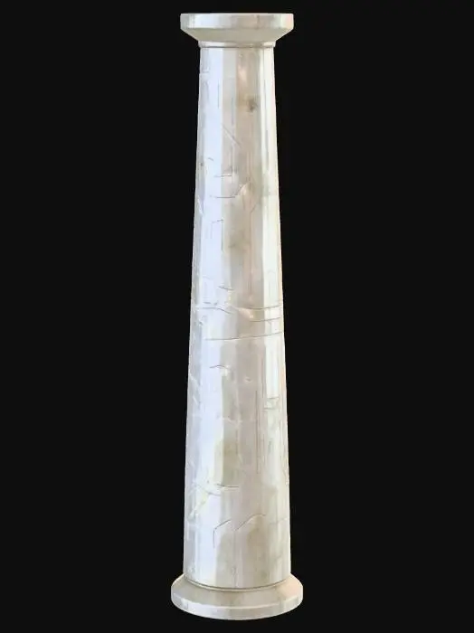3D model for ancient mysterious simple pillar column, like ancient Greek, but this is from a future civilization taken over by Artificial Intelligence, do not write symbols, post-apocalyptic