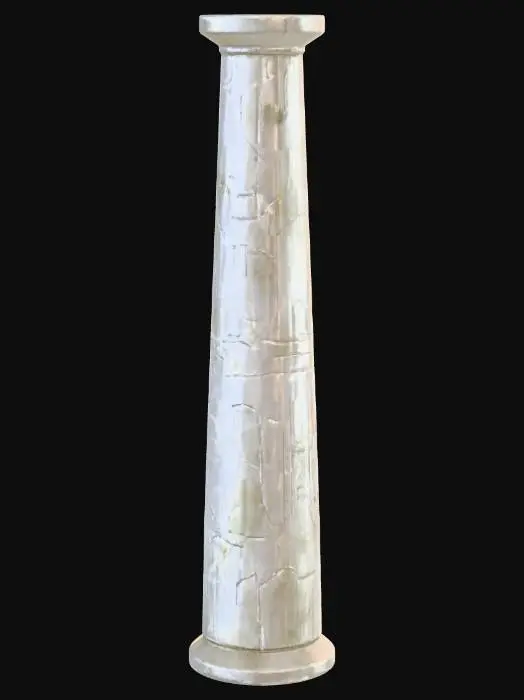 3D model for ancient mysterious simple pillar column, like ancient Greek, but this is from a future civilization taken over by Artificial Intelligence, do not write symbols, post-apocalyptic