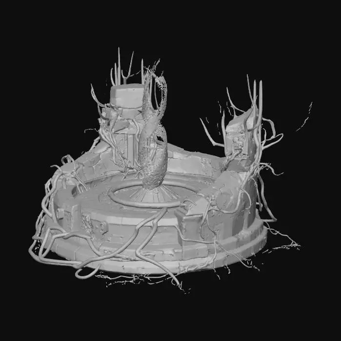 3D model for Cyber Post-Apocalyptic Fountain, World Taken Over By AI