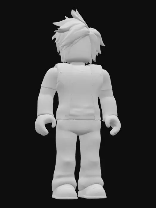 3D model for Really good looking Roblox character 3d model with good looking hair and hair color is black with white highlights boy characther