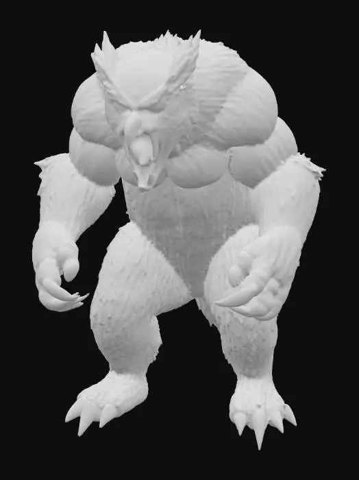 3D model for фигурка совомеда из днд 5ой редакции. Стоит на задних лапах, пасть открыта словно рычит