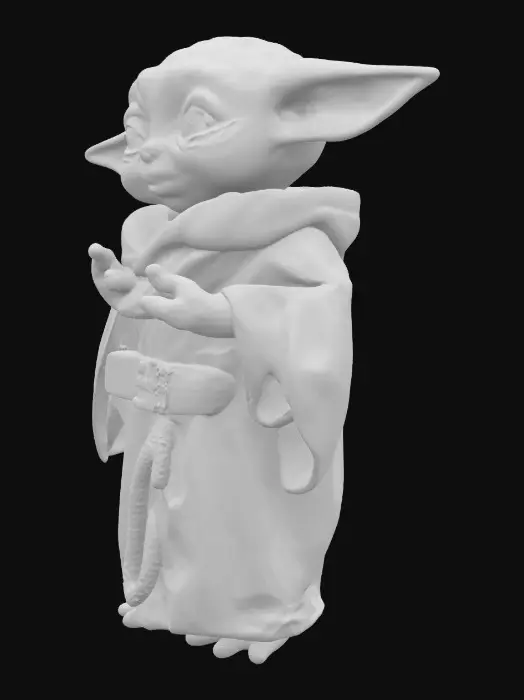 3D model for give me a cyber punk baby Yoda. with 50% Star Wars 50% cyberpunk 2077 being inspiration.