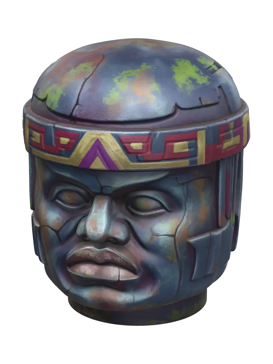 Realistic Olmec - Basalt 3D model, vytvořený pomocí AI