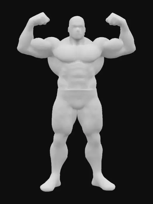3D model for A lucha libre wrestler man, with big muscles arms. Victory pose.