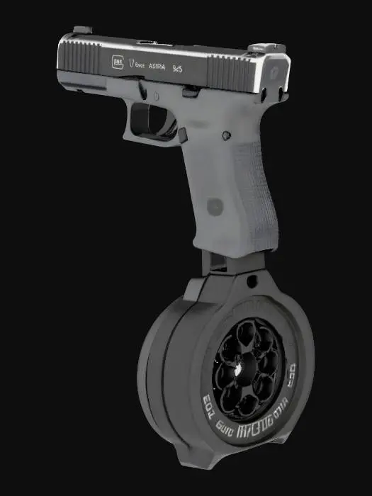 3D model for Handgun with Drum Magazine