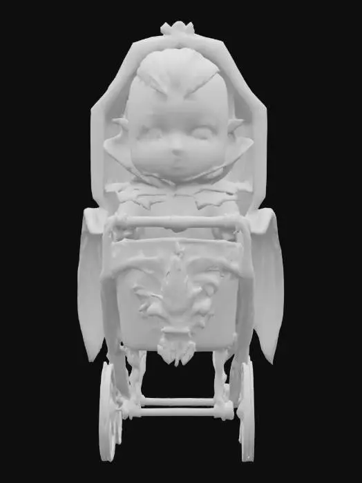 3D model for a vampire baby sitting in a coffin shaped stroller 