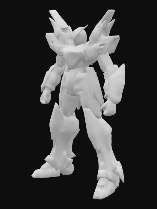 3D model for A colossal combining mecha fueled by raw willpower and Spiral Energy. Gurren Lagann unites the nimble Lagann (head unit) with the larger Gurren (torso), forming a red-and-black titan with glowing spiral emblems and blazing flame patterns. Its power scales infinitely with the pilot’s determination, evolving into godlike forms. It wields the Giga Drill Breaker, a massive energy drill capable of tearing through dimensions and destiny alike. Defying physics, logic, and despair, it exists as a symbol of rebellion, courage, and limitless potential. Not powered by engines, but by the soul itself, Gurren Lagann is more than a machine — it’s an unstoppable force, roaring against the heavens: “Go beyond the impossible and kick reason to the curb!”