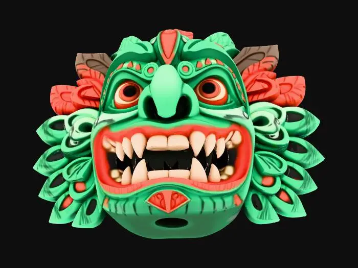 3D model for GENERATE A TIKI MASK. HE HAS BIG TEETH AND IS A WARRIOR