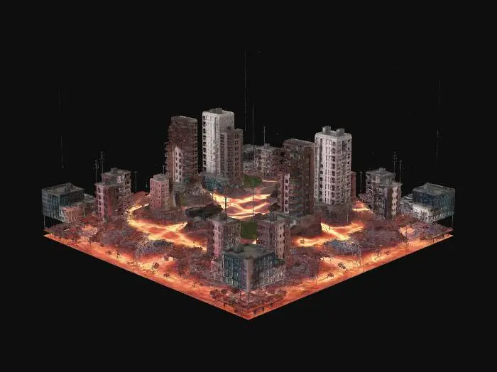 3D model for Volcanic Inferno Over a Fallen City
