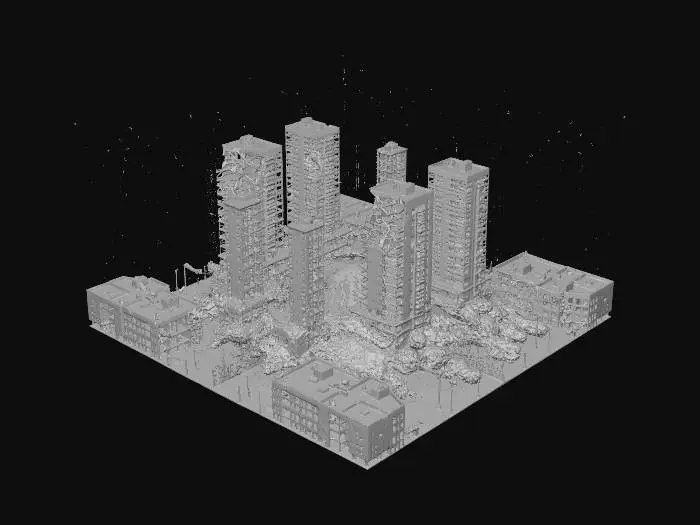 3D model for Volcanic Inferno Over a Fallen City