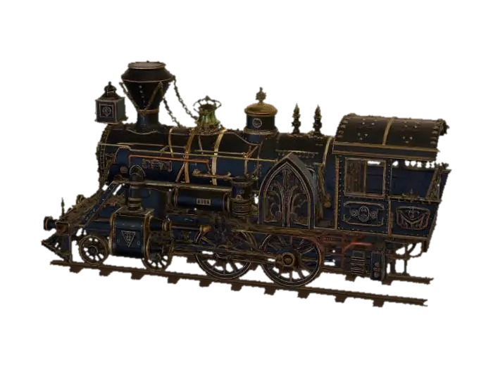 Steampunk Iron Locomotive 3D model, vytvořený pomocí AI