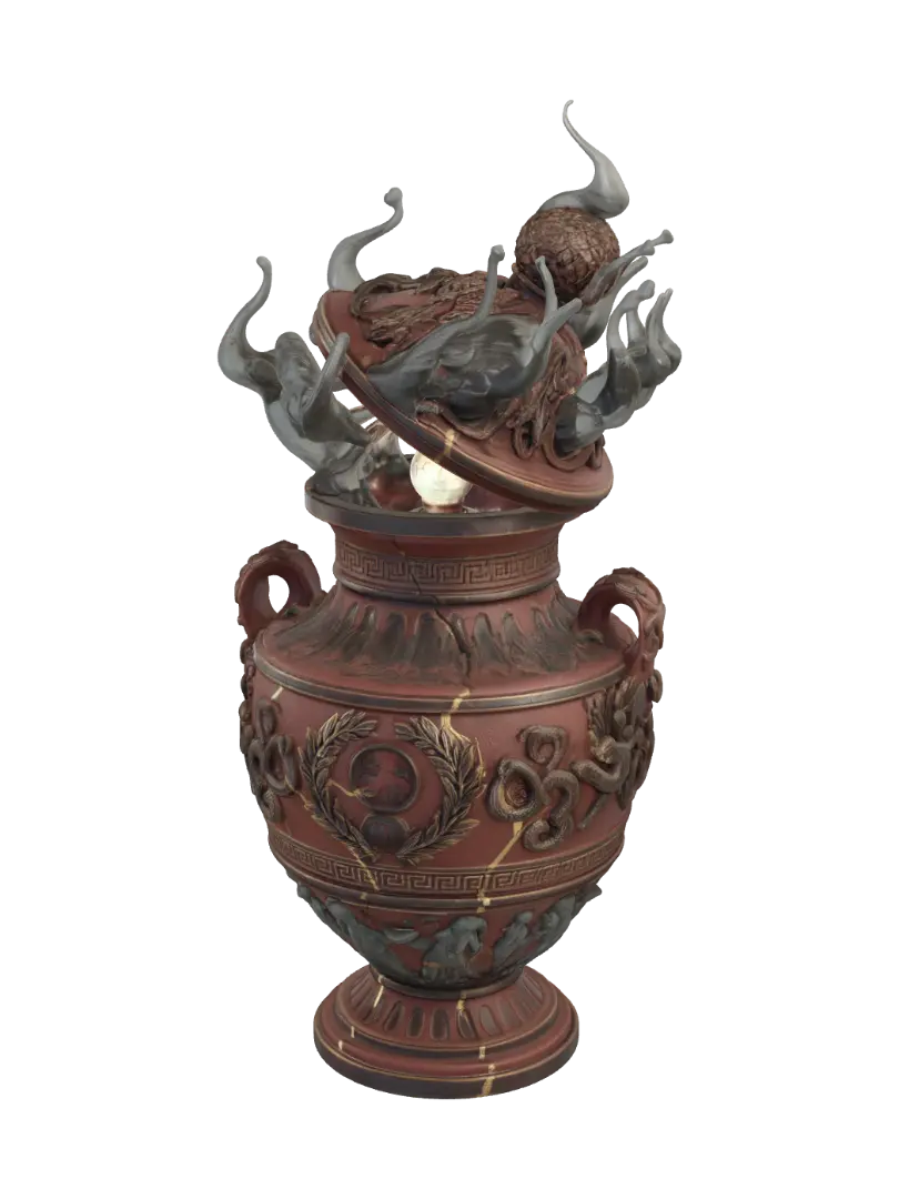 Pandora's Pithos - Urn 3D model, vytvořený pomocí AI