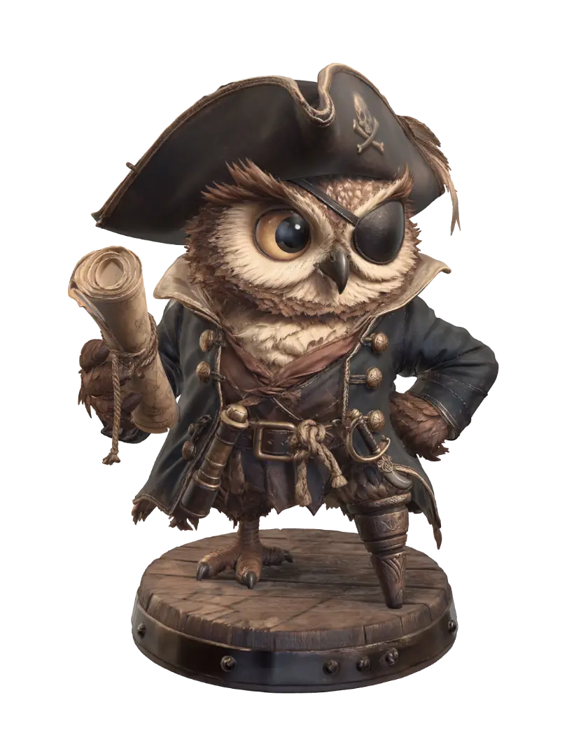 3D-модель The Owl Pirate Who Forgot He Was The Mascot - 3dmodel, сгенерированная ИИ