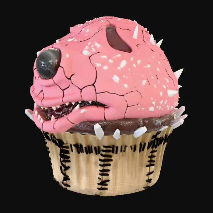 3D model for Cracked Pink Monster Cupcake
