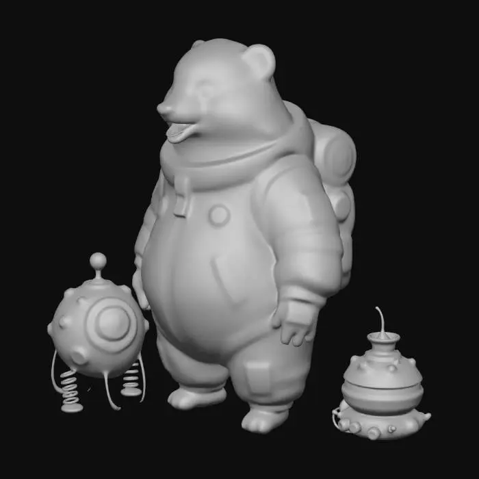 3D model for Panda Explorer in a Neon Mushroom Forest