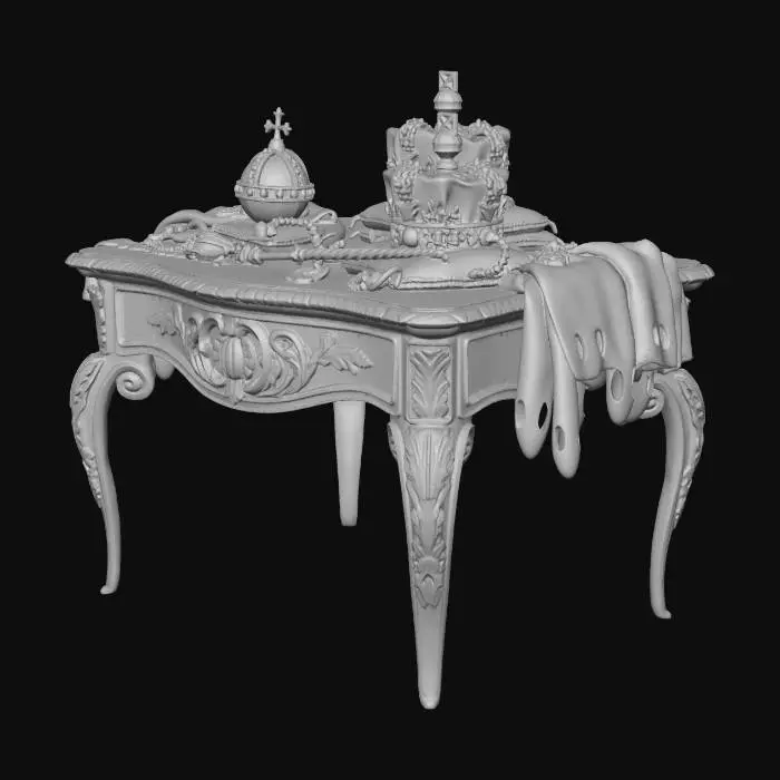 3D model for Royal Regalia on a Carved Table