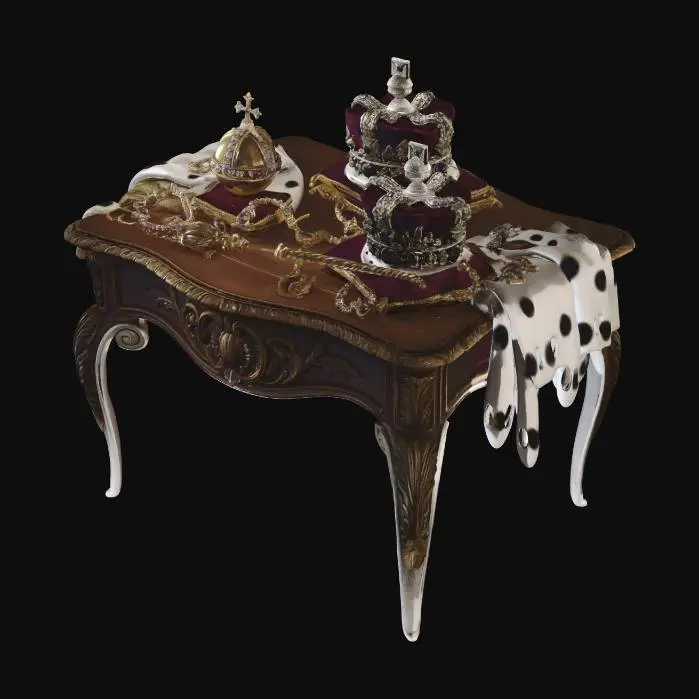 3D model for Royal Regalia on a Carved Table