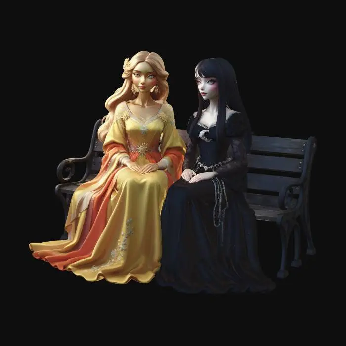 3D model for Sun and Moon on a Park Bench