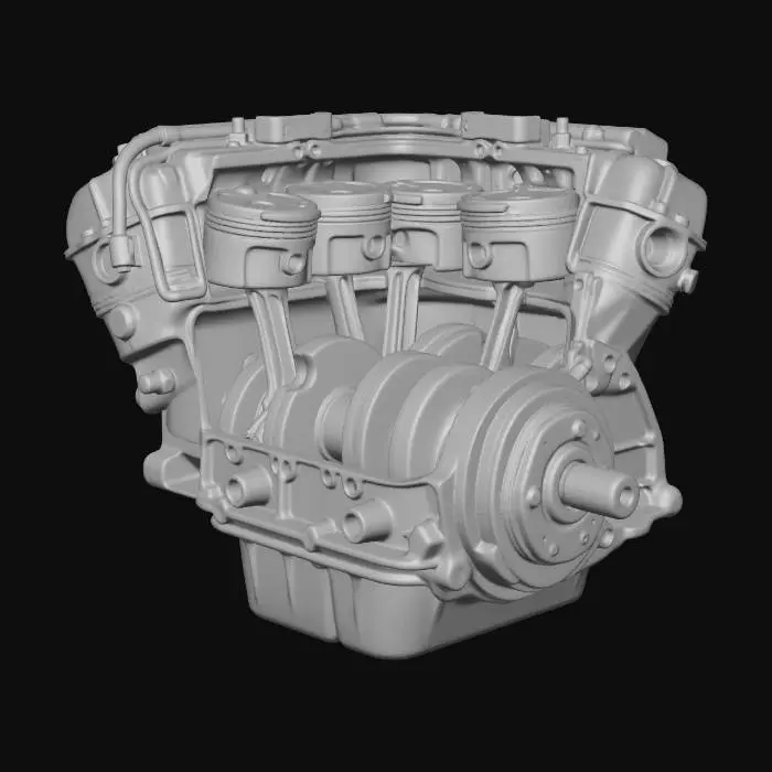 3D model for Four-Cylinder Inline Engine Cutaway Diagram