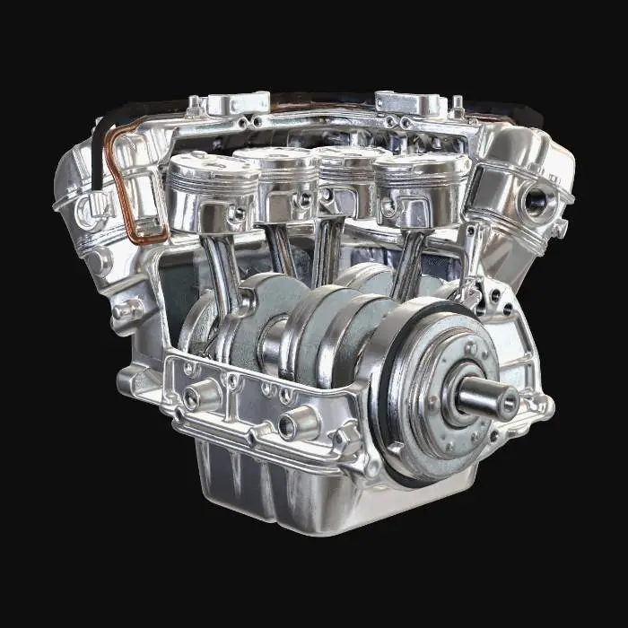 3D model for Four-Cylinder Inline Engine Cutaway Diagram