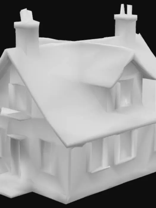 3D model for Brick style house, with chimney, study roof.