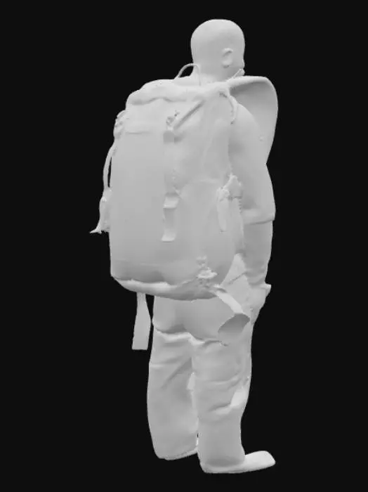 3D model for Backpack, gray color, made with thick industrial backpack clothes, #PBR#