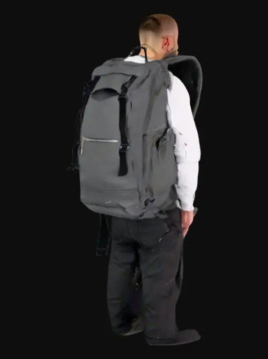3D model for Backpack, gray color, made with thick industrial backpack clothes, #PBR#