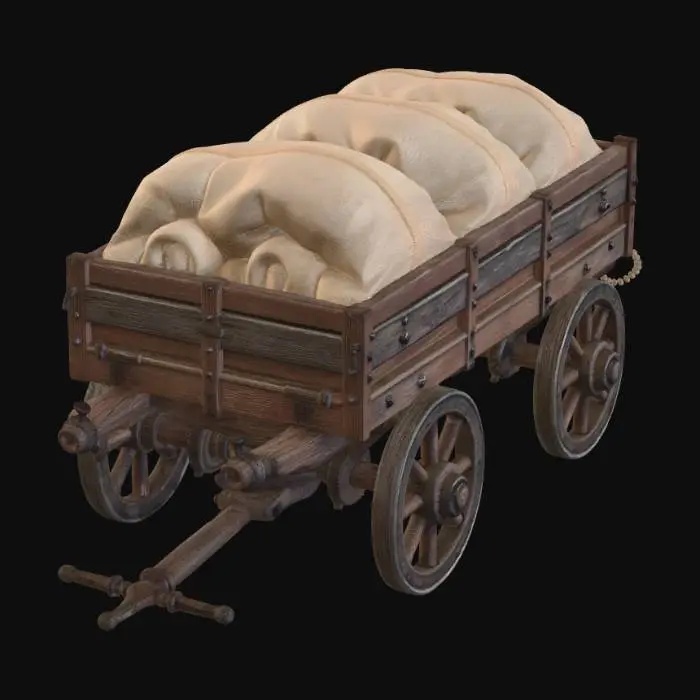 3D model for Wagon of Burlap Sacks