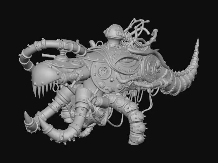 3D model for High-detail 3D asset of [ASSET NAME], Deep Sea Dark Fantasy SF style, Bio-mechanical integration, rusted pressurized metal plates fused with decaying organic leviathan bones, intricate pipes and glowing fiber-optic nerves, covered in prehistoric barnacles and glowing moss. Professional PBR textures: oxidized copper, wet slimy membrane, scratched heavy steel. Lighting: Dim abyssal environment with eerie bioluminescent neon cyan accents. Cinematic atmosphere, H.R. Giger inspired, hyper-realistic, 8k resolution, Unreal Engine 5 render.