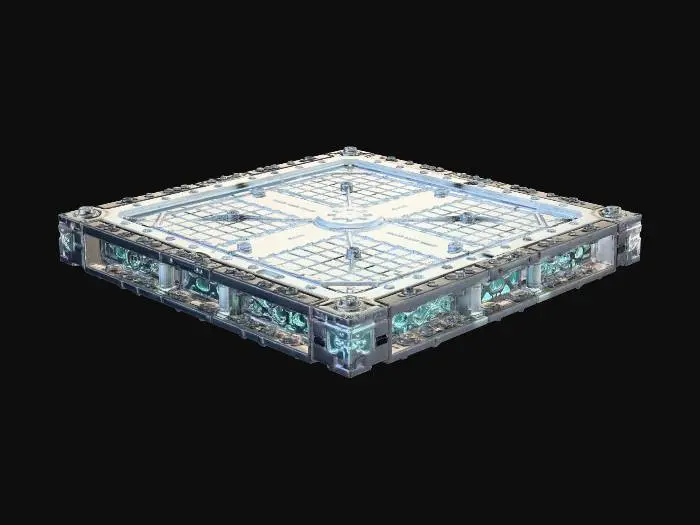 3D model for # modular environment asset, seamless tiling capable, game ready, clean topology, mid poly, optimized, PBR textures, 2k textures, consistent texel density, deep sea sci fi research facility, titanium ceramic metal, marine corrosion, bioluminescent accents, wet surface
## square modular floor panel, reinforced metal plates, bolt patterns, drainage grooves, subtle salt corrosion, faint cyan luminous lines embedded in seams, slightly worn, deep sea research facility, seamless edge alignment, PBR