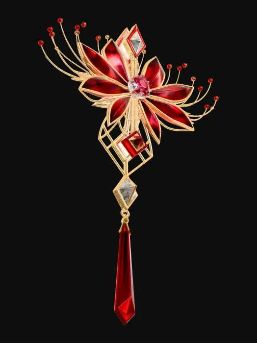 3D model for Crimson Fireflower Brooch