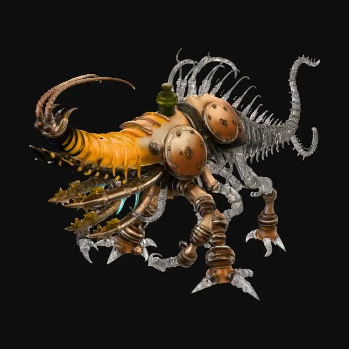 3D model for High-detail 3D asset of [ASSET NAME], Deep Sea Dark Fantasy SF style, Bio-mechanical integration, rusted pressurized metal plates fused with decaying organic leviathan bones, intricate pipes and glowing fiber-optic nerves, covered in prehistoric barnacles and glowing moss. Professional PBR textures: oxidized copper, wet slimy membrane, scratched heavy steel. Lighting: Dim abyssal environment with eerie bioluminescent neon cyan accents. Cinematic atmosphere, H.R. Giger inspired, hyper-realistic, 8k resolution, Unreal Engine 5 render.