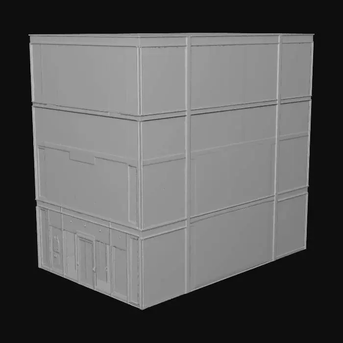 3D model for modern glass building, steel frame structure, transparent facade, minimal design, open and bright, contemporary architecture, realistic 3D