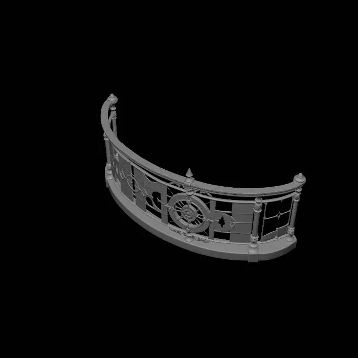 3D model for Curved Stained-Glass Balcony Railing