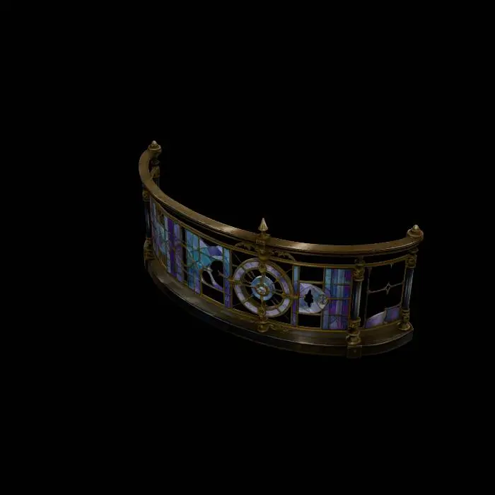 3D model for Curved Stained-Glass Balcony Railing
