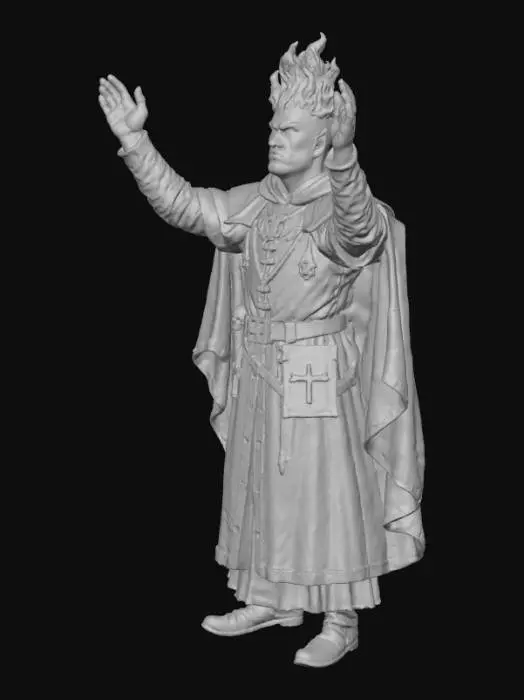 3D model for Fire genasi praying