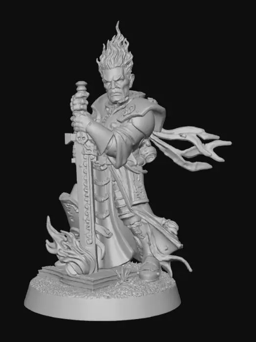 3D model for Fire genasi inquisitor with a big sword