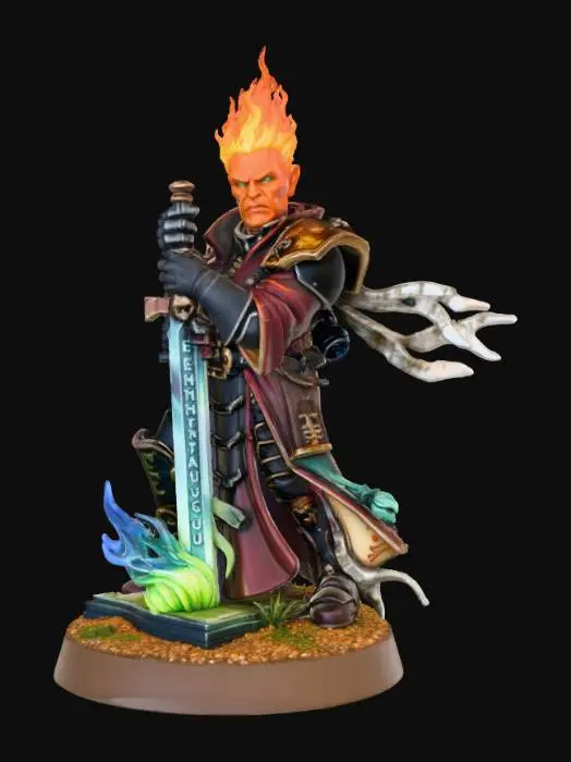 3D model for Fire genasi inquisitor with a big sword