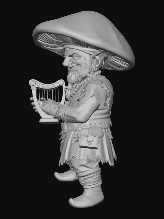 3D model for gnome with mushroom on his head. Make sure he has got legs