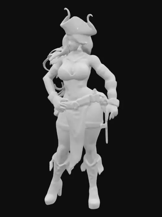 3D model for Highly Detailed, Miss Fortune from League of Legends. Curvy body. sexy expression. , Ultra Realistic, . Well-proportioned. Clearly defined features. Highly detailed. Highly stylized. Bold, recessed features with a depth of at least 2mm. Sharp, clean lines. 