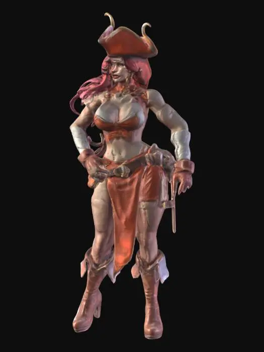 3D model for Highly Detailed, Miss Fortune from League of Legends. Curvy body. sexy expression. , Ultra Realistic, . Well-proportioned. Clearly defined features. Highly detailed. Highly stylized. Bold, recessed features with a depth of at least 2mm. Sharp, clean lines. 