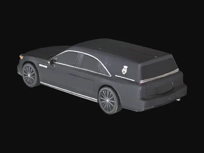 3D model for A modern United States Lincoln black hearse car.
