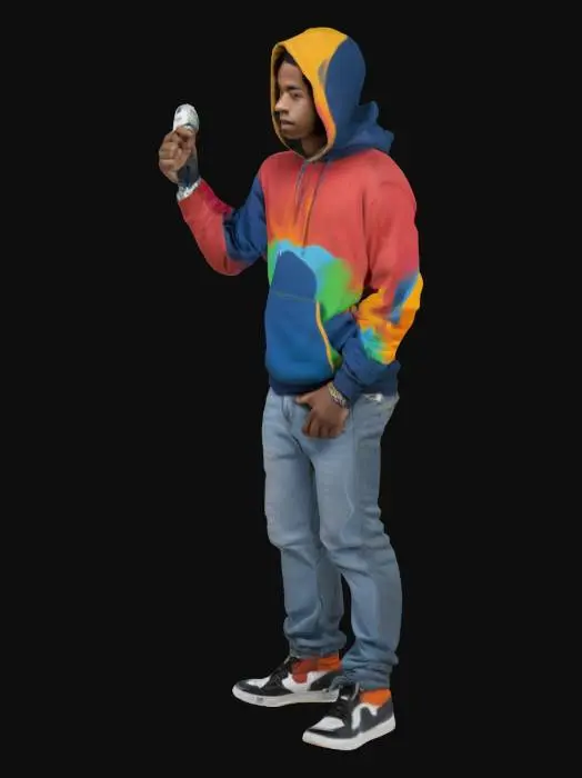 3D model for A young African-American adult male graffiti artist.