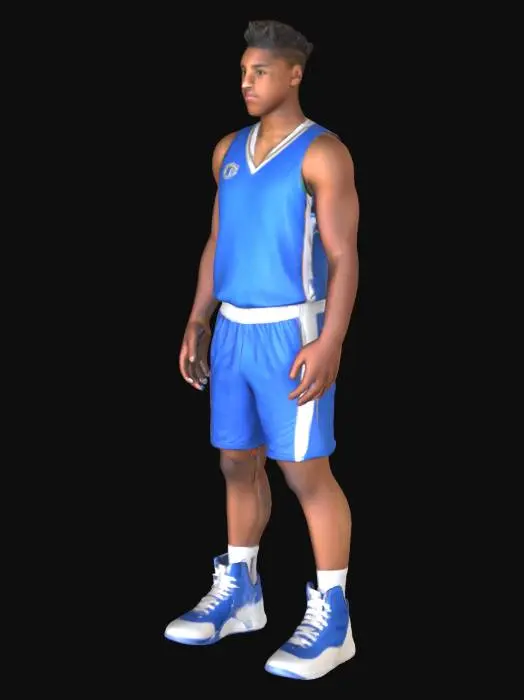 3D model for A full body African-American teenage male basketball player without a basketball.