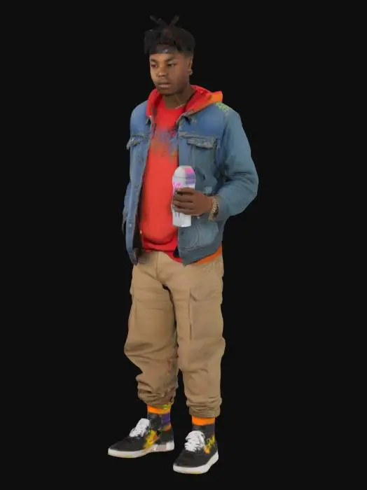 3D model for A young African-American adult male graffiti artist.
