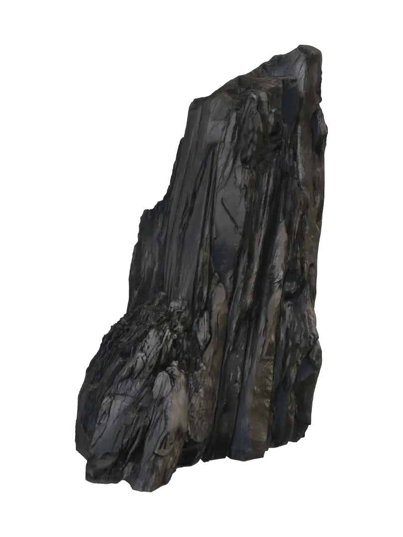 A dramatic, low-angle shot focusing solely on the giant, sheer monolithic… - Goldenhour 3D model, vytvořený pomocí AI