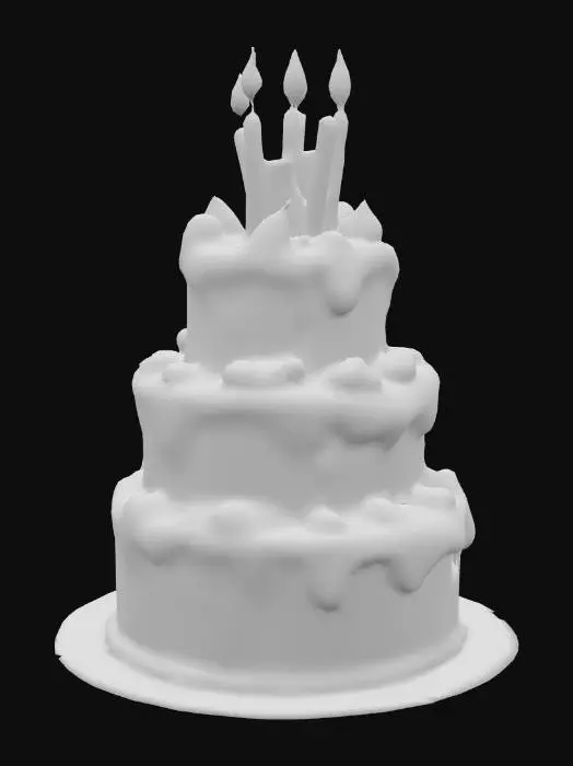 3D model for Brithday cake, cartoony, colorful, cake, 